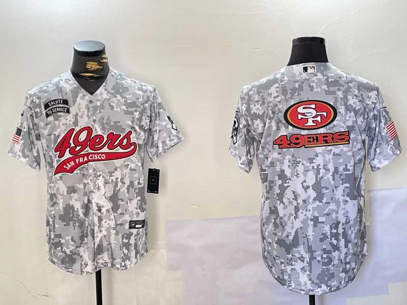 Mens San Francisco 49ers Blank Arctic Camo 2024 Salute to Service Stitched Baseball Jerseys